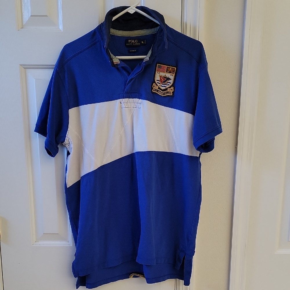 Ralph Lauren Blue and White Rugby Shirt